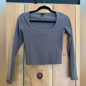Wild Fable Charcoal Long Sleeve Ribbed Top